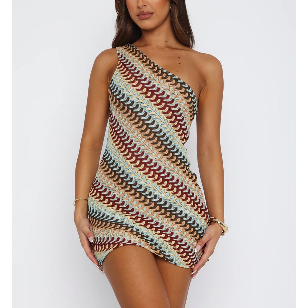 Brand new white fox mini dress